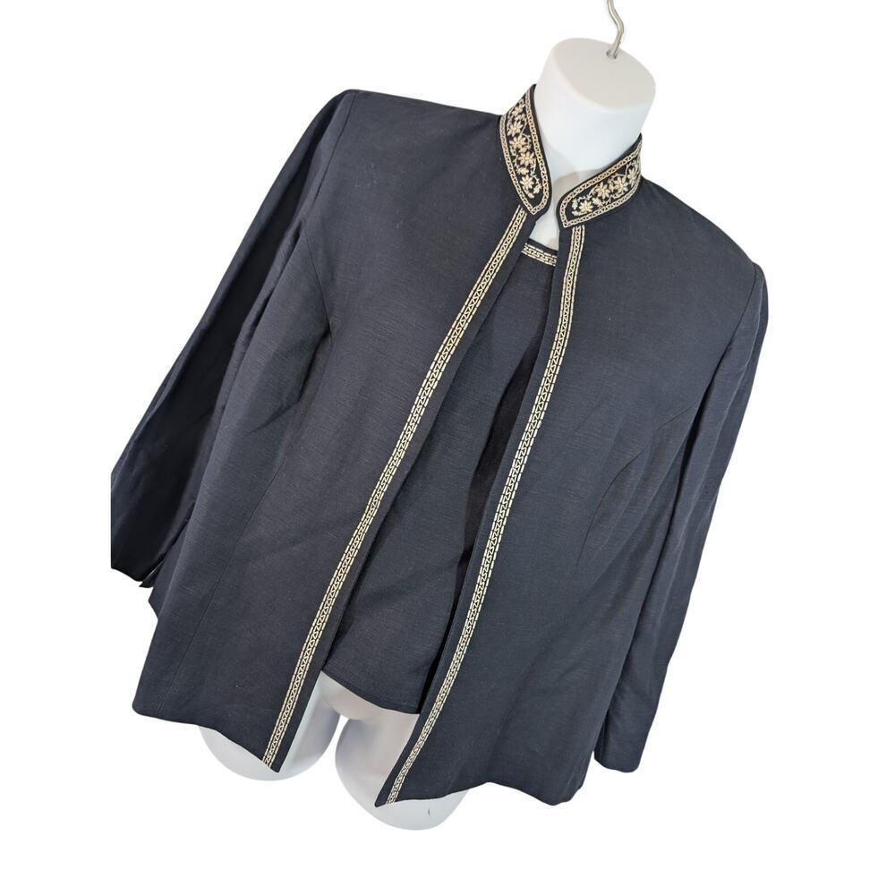 NWOT! JESSICA HOWARD! LINEN+, NAVY BLUE W/WHITE TRIM 2 PC JACKET & TOP SET! 16